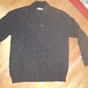 Mens Aran Crafts quarter button Sweater